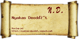Nyakas Deodát névjegykártya